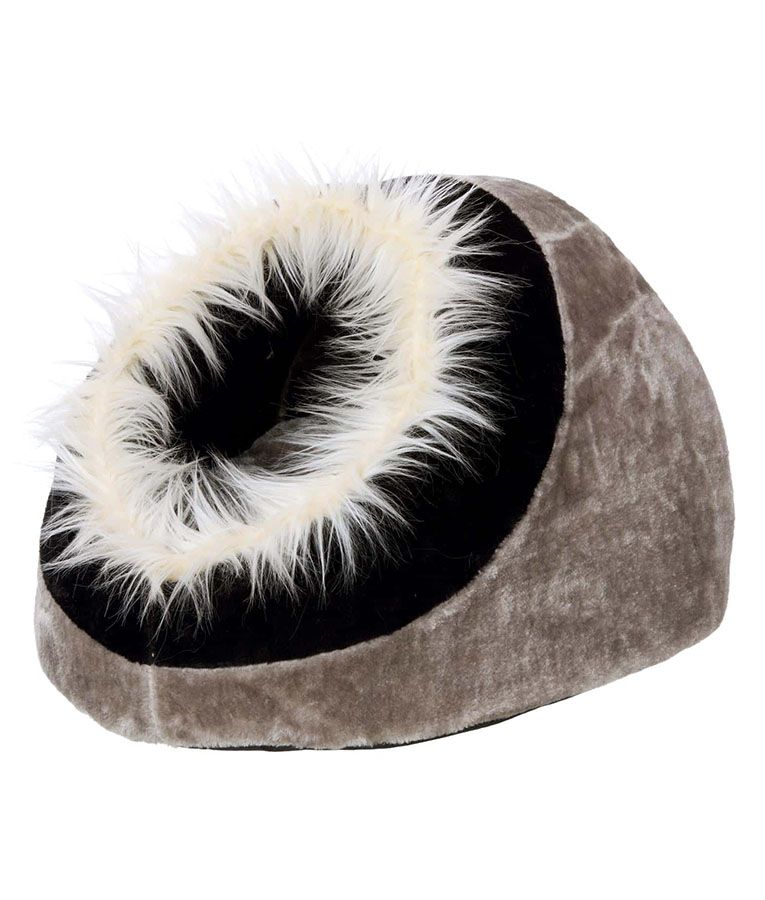 Flamingo Cuddle Cave Cat Bed - BLACK/GREY