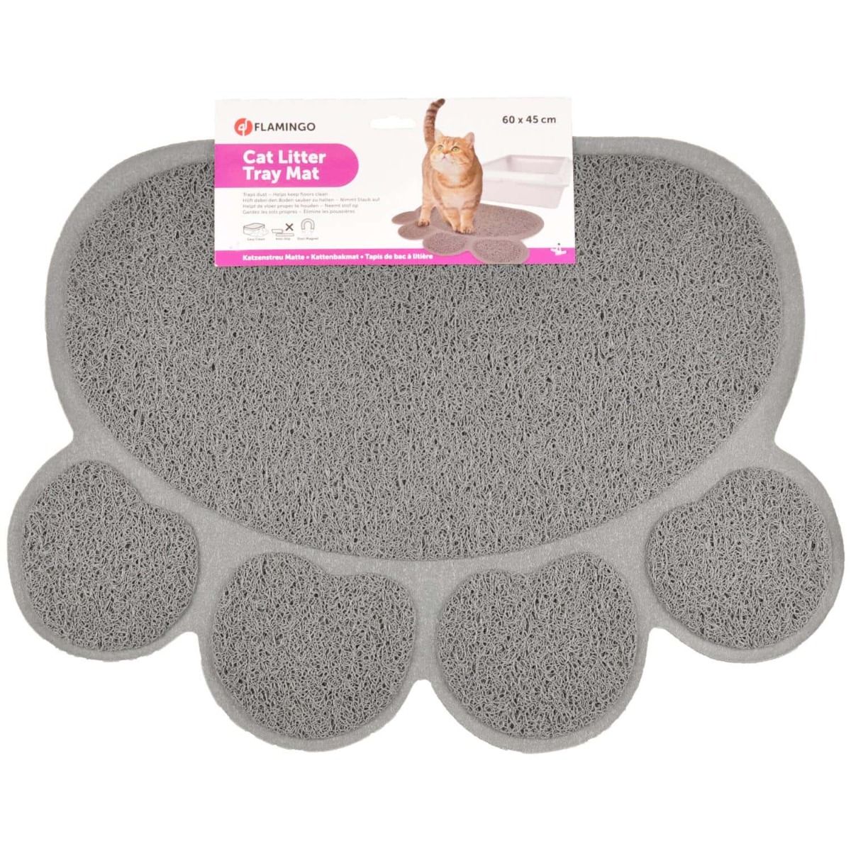 Flamingo Pitou Matti Paw Cat Litter Tray Mat  - Grey Large