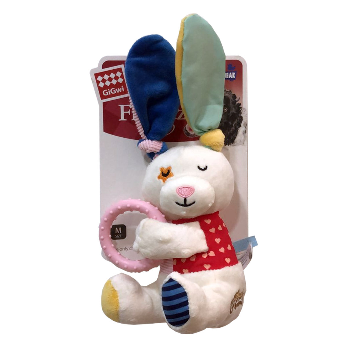 Rabbit Plush Friendz with Squeaker & TPR Ring