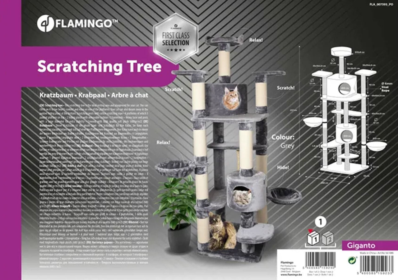 Flamingo Giganto Grey & White Cat Scratching Tree - Grey