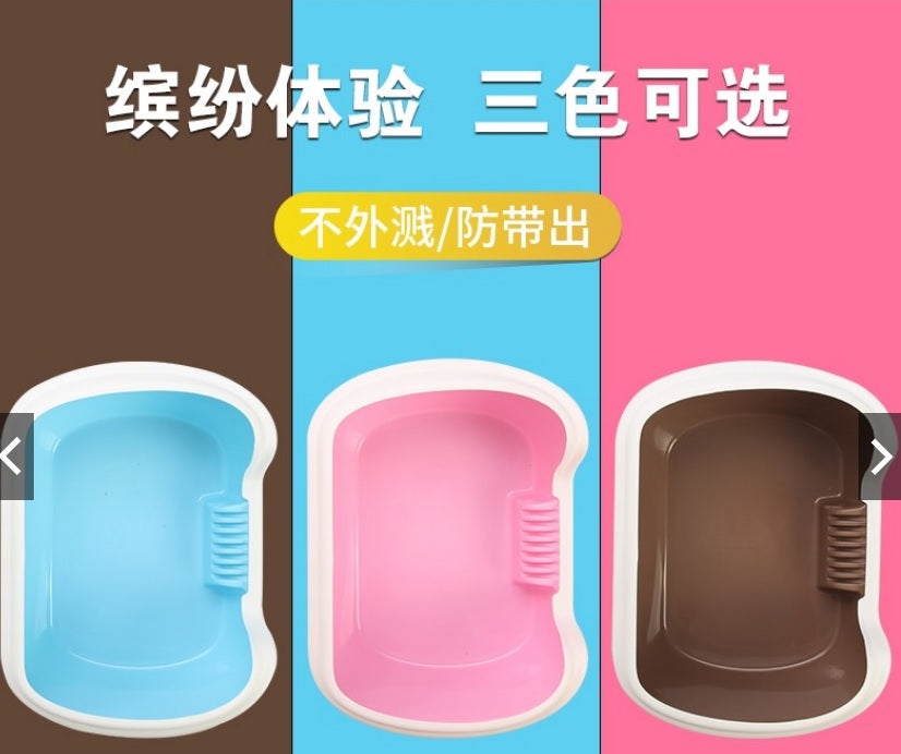 Cat Litter Box Full Semi-enclosed Anti Spill Cat Toilet Large Small Cat Poop Basin - light-blue
