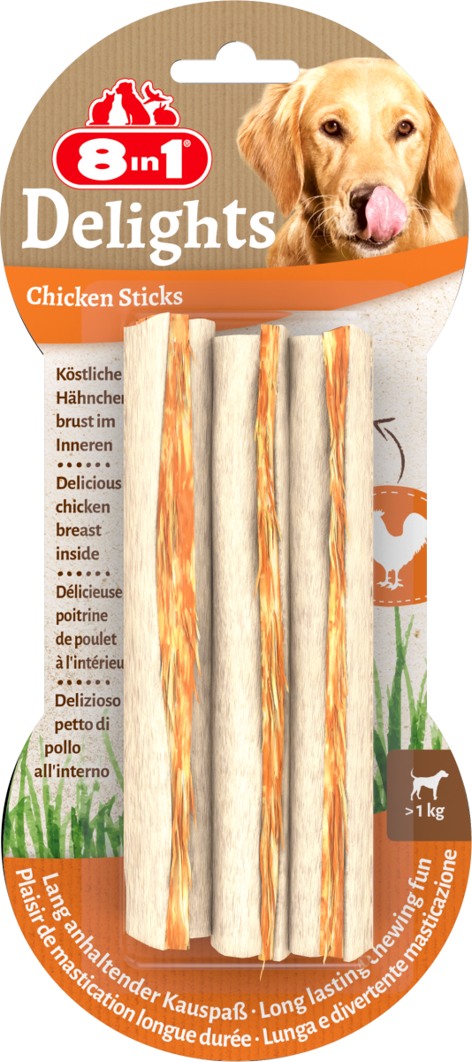 8in1 Delights Chicken Sticks 3 pcs, 75 g