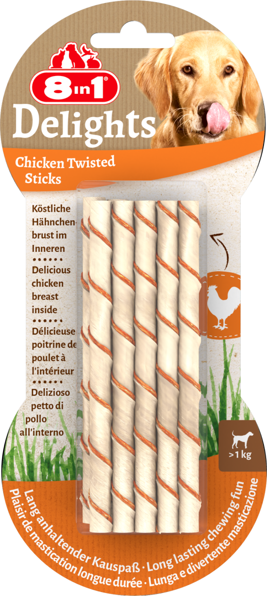 8in1 Delights Chicken Twisted Sticks 55 g