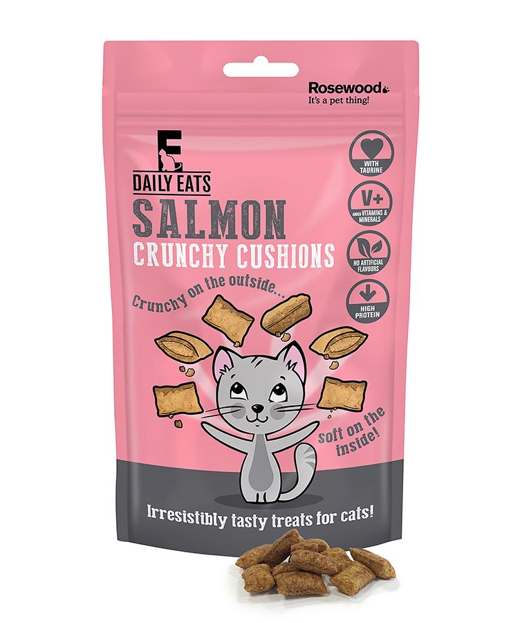 Rosewood Daily Eats Crunchy Cushions Salmon Cat Treats 60g - 60G