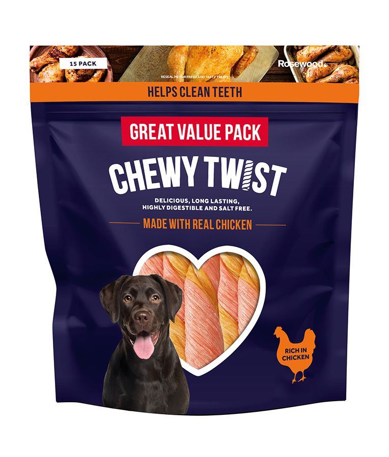 Rosewood Chewy Twist Chicken Dog Treats 345g Value Pack - 345G