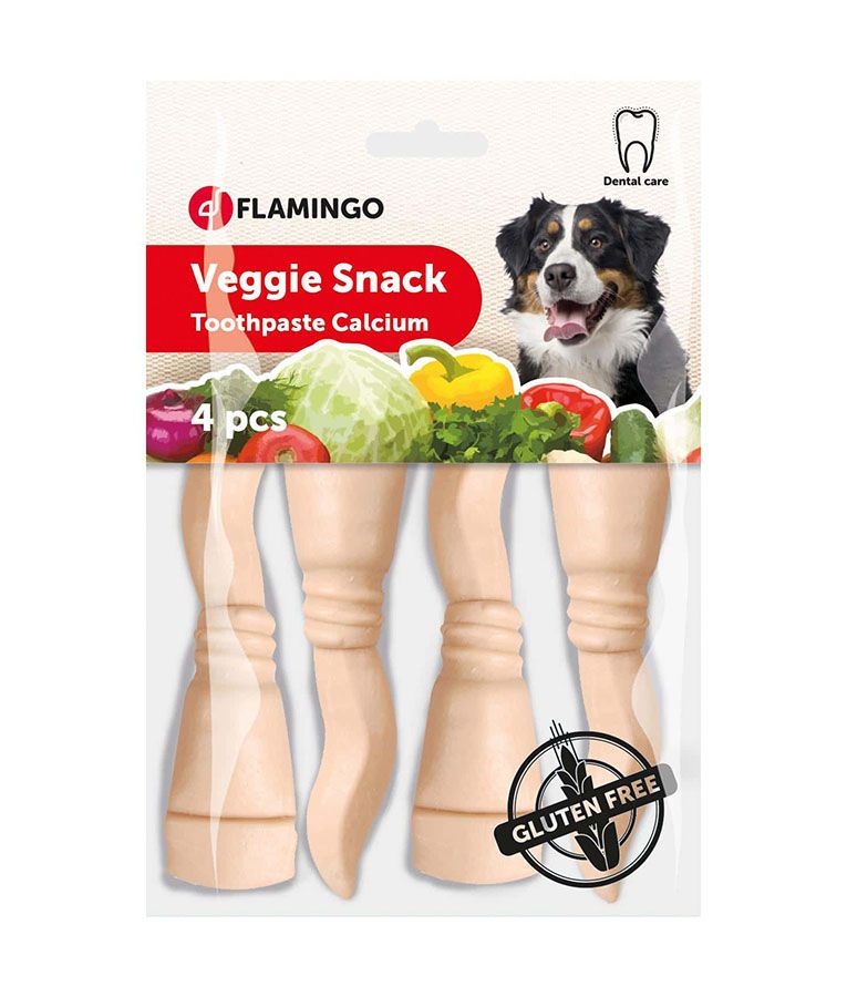 Flamingo Veggie Snack Toothpaste Calcium Dog Treats 4pcs - 13CM