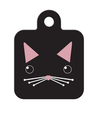 Thumbnail for ID Tag Square Small Cat Face Black  -