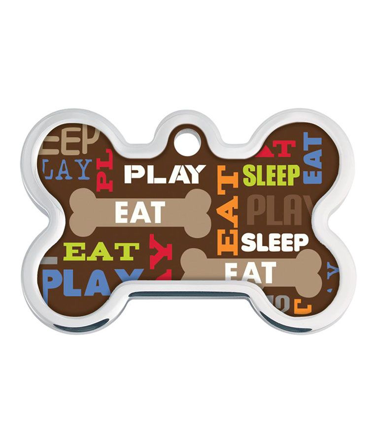 ID Tag Bone Large Raised Edge Eat Play Sleep  -