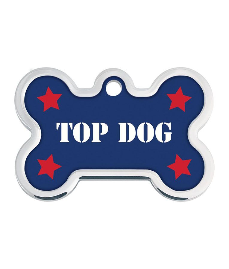 ID Tag Bone Large Raised Edge Top Dog  - Large