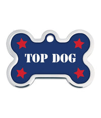 ID Tag Bone Large Raised Edge Top Dog  - Large