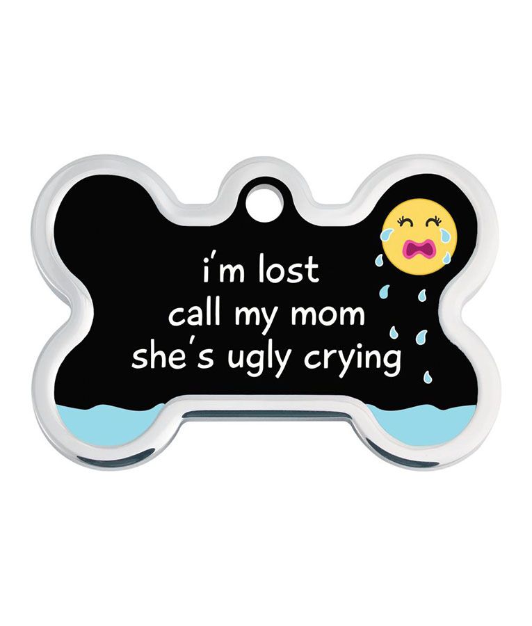 ID Tag Bone Large Raised Edge I'm Lost Call My Mom  -