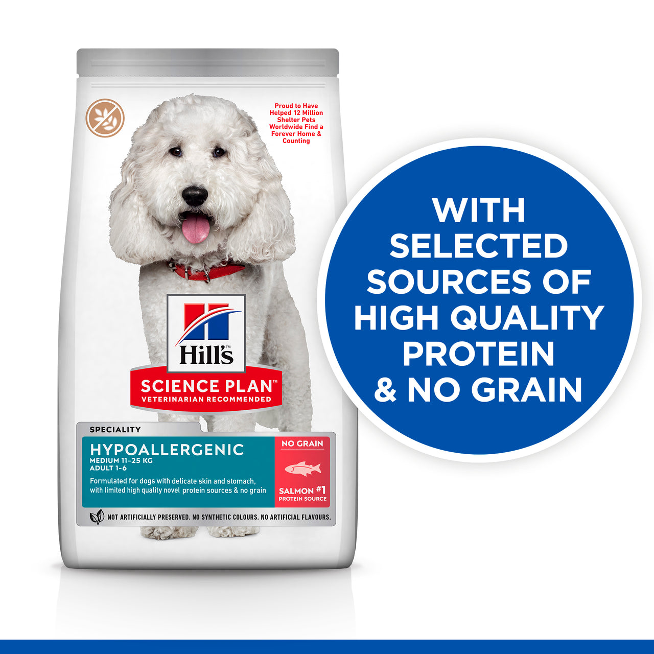 Hill’s Science Plan Hypoallergenic Medium Breed Adult Dry Dog Food with Salmon (12kg)