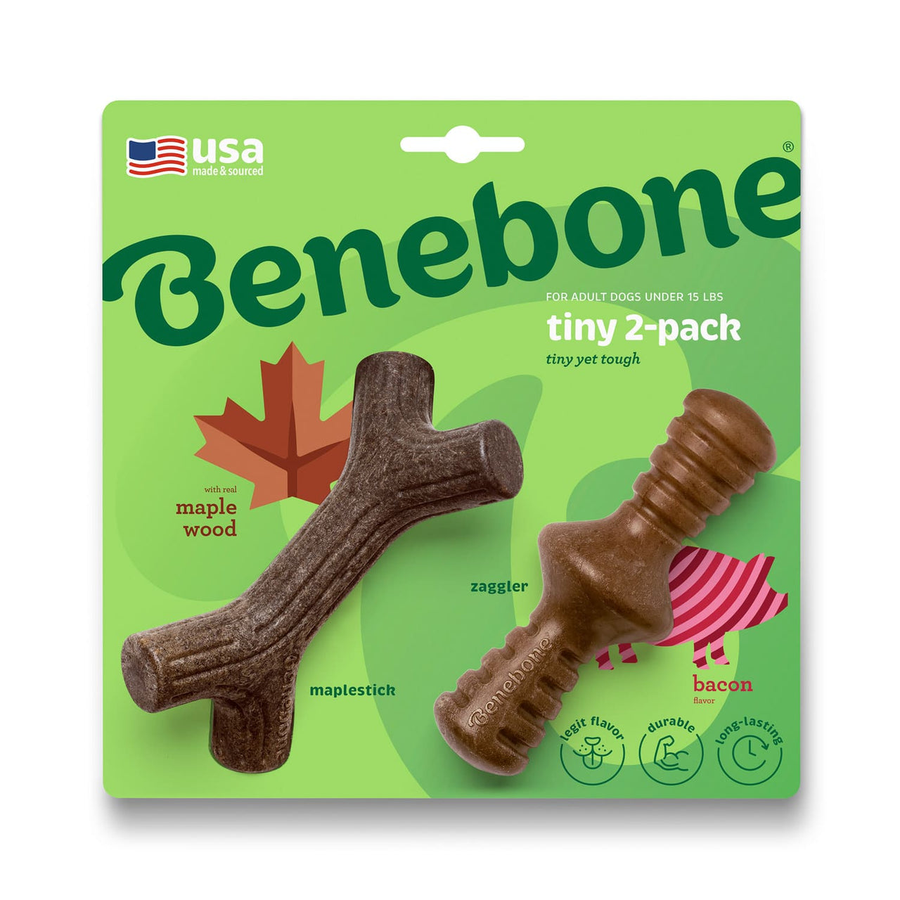 Benebone 2-Pack Maplestick/Zaggler (Tiny) – Bacon