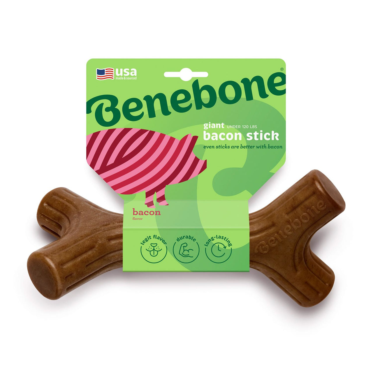 Benebone Bacon Stick Dog Chew Toy - Medium