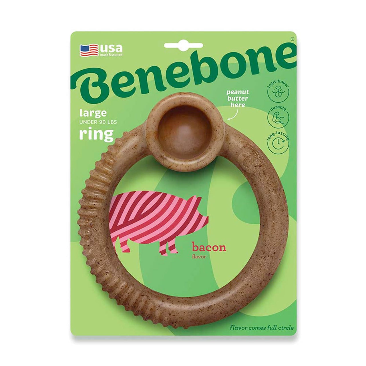 Benebone RING Dog Toy – Bacon - Medium