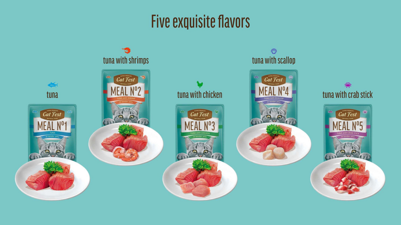Cat Fest Meal No 3 Cat Food in Jelly-Tuna With Chicken 50g [Minimum Order:12pcs]