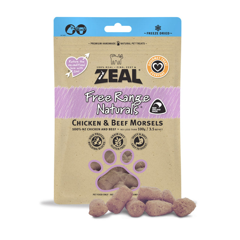 Zeal Dried Chicken & Beef Morsels (Cat) 100g