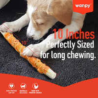 Wanpy Chewy 10″ Chicken Jerky & Rawhide Twists 70g