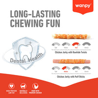 Wanpy Chewy 10″ Chicken & Puff Sticks Twists 70g