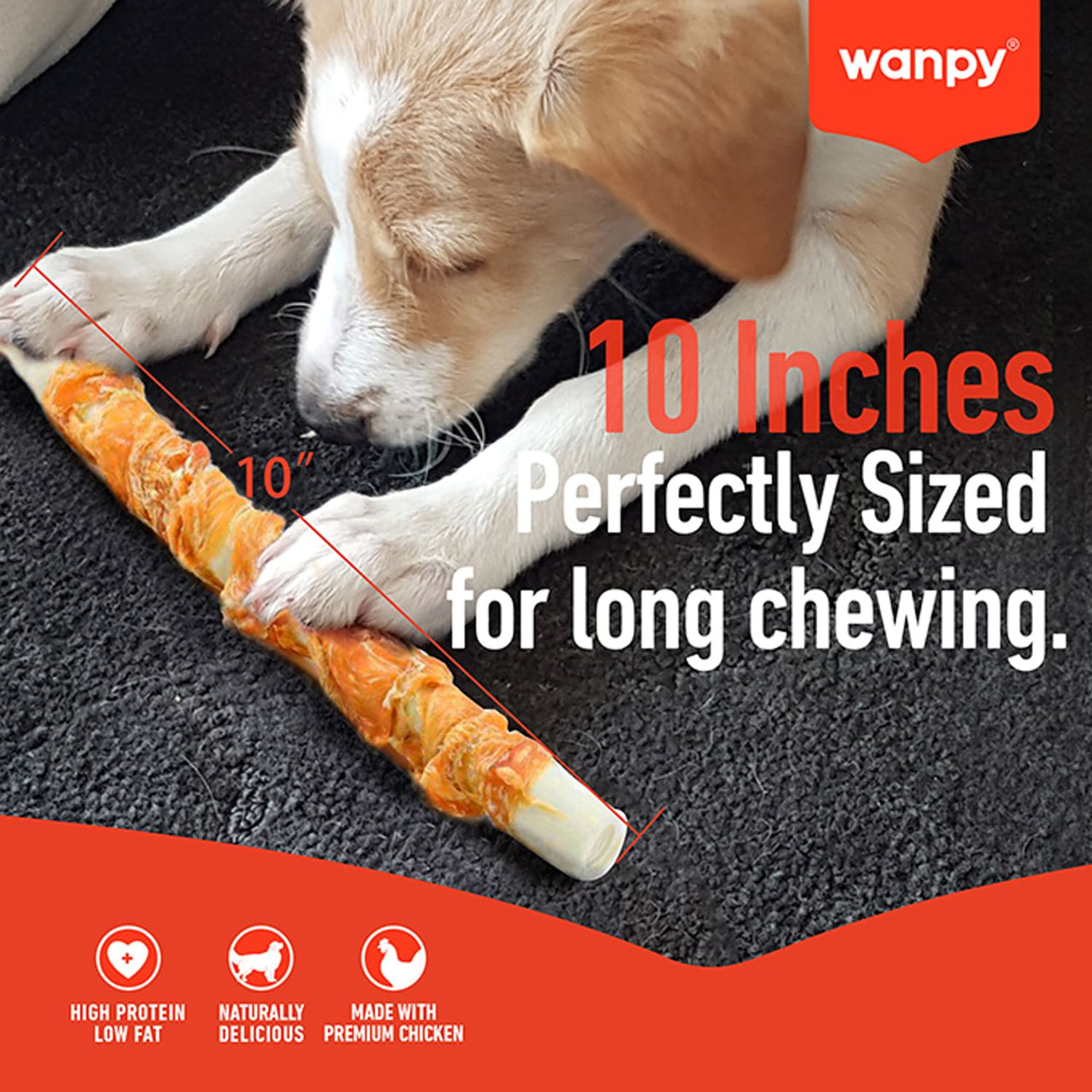 Wanpy Chewy 10″ Chicken & Puff Sticks Twists 70g