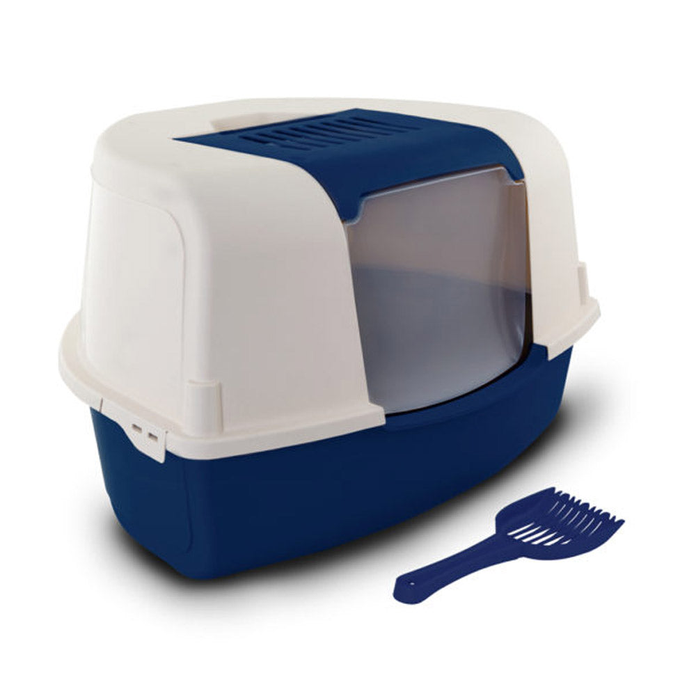 Toilet Ariel Corner Litter Tray and Scoop - dark-blue