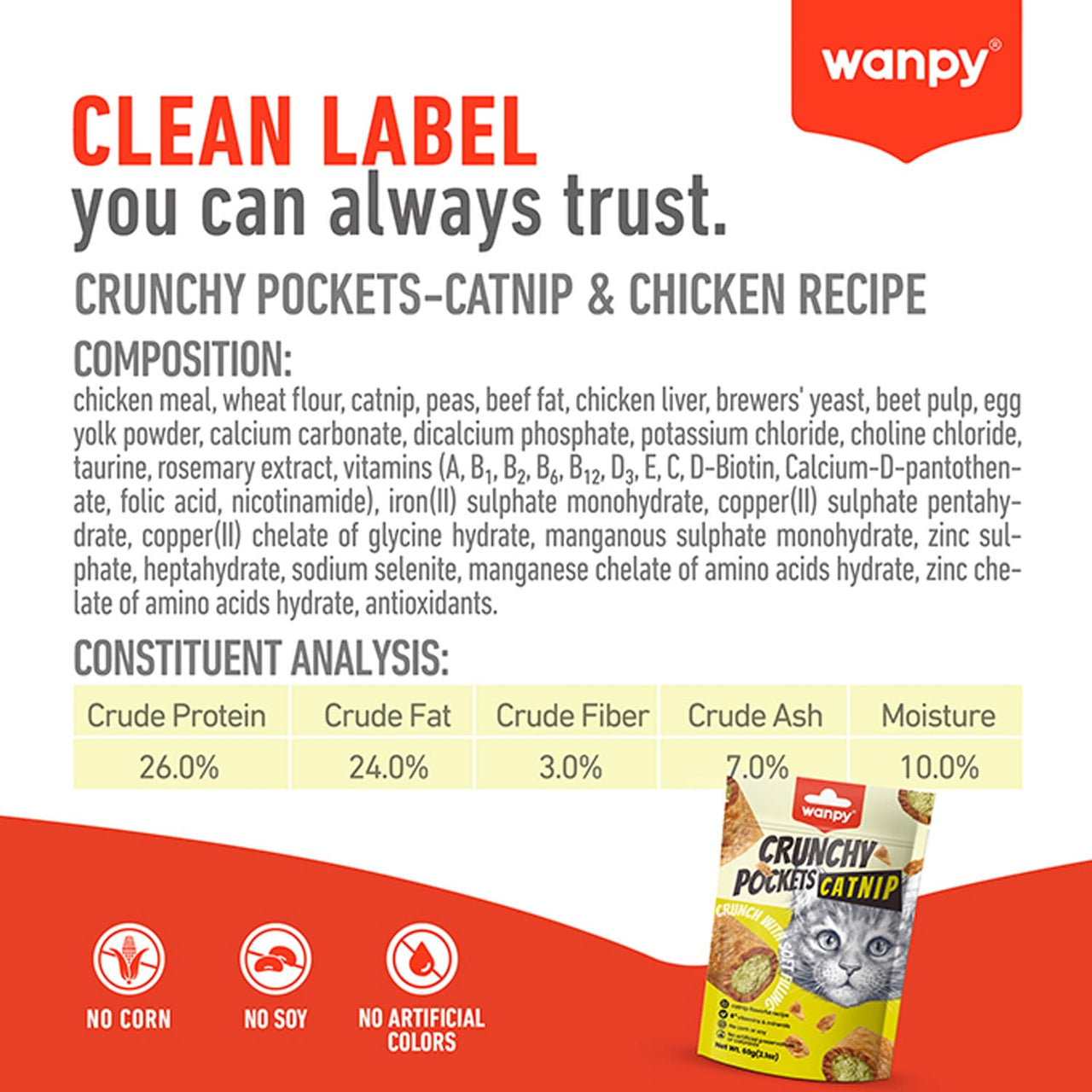 WANPY Crunchy Pocket Catnip & Chicken Recipe