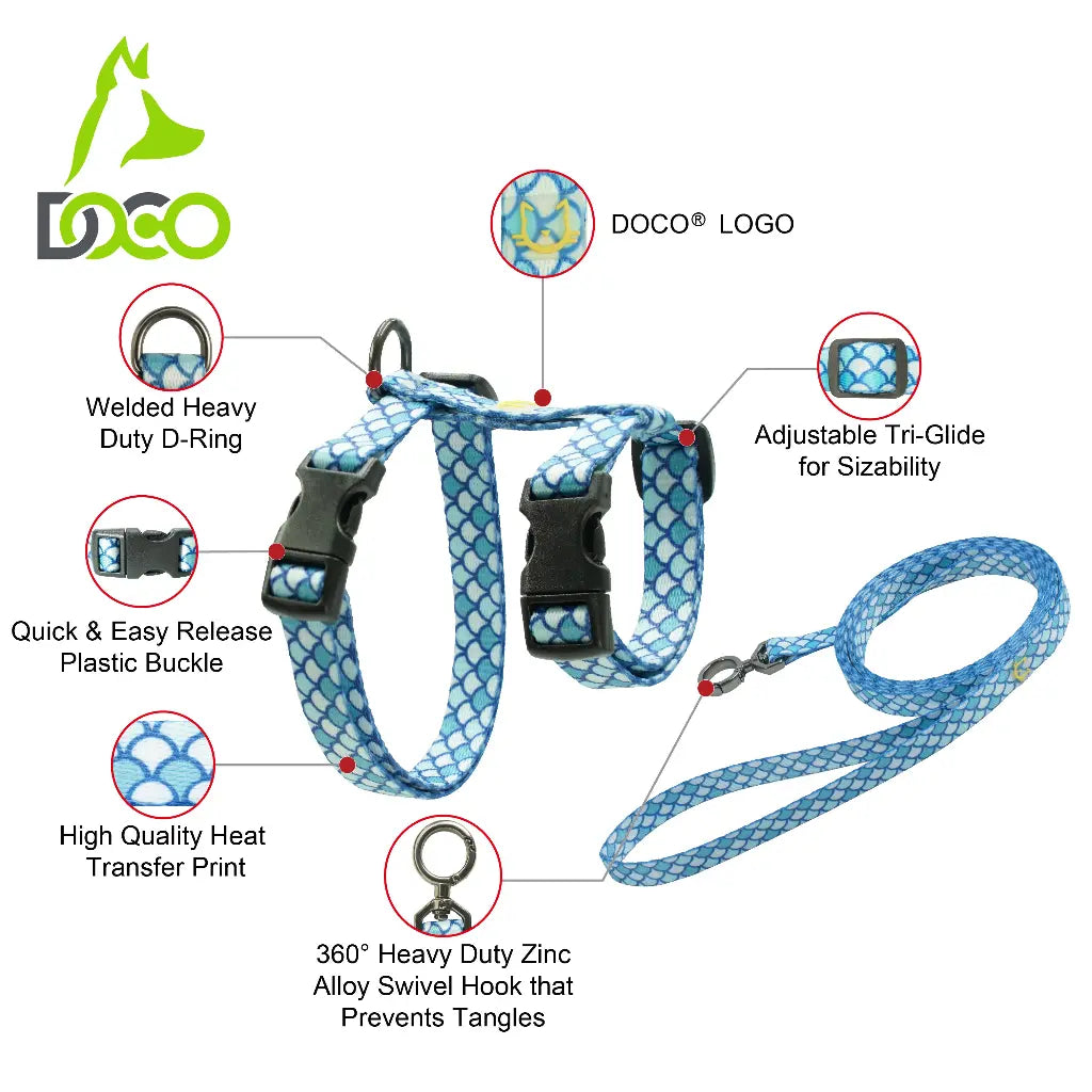 DOCO® LOCO Cat Harness + Leash 6ft [Neck1x19-27cm; Chest1x28.5-46cm] O2