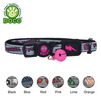 DOCO® Reflective Cat Collar - Printed Pattern, 1.0 X 19-31cm(XS) Pink
