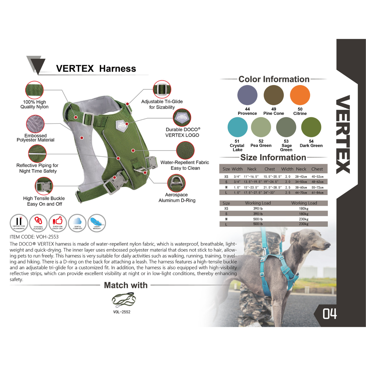 DOCO® VERTEX  Harness [Pea Green,Size - S]