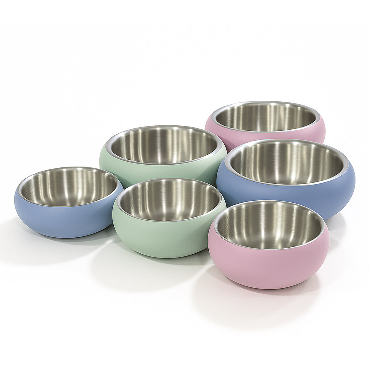 Double Wall Bowl Belly with Non-Slip Base - 800 ml - pink