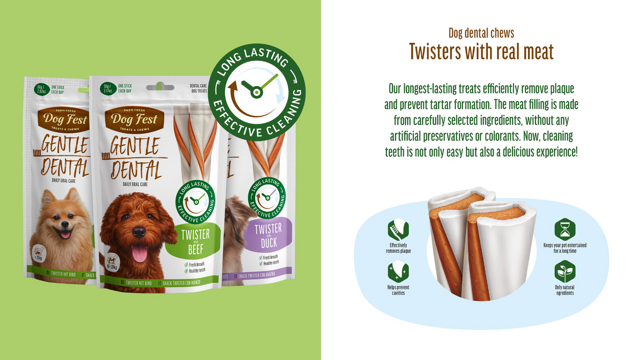 Dog Fest Dental Treats For Adult Dogs -Twister-Beef 100g (14cm)