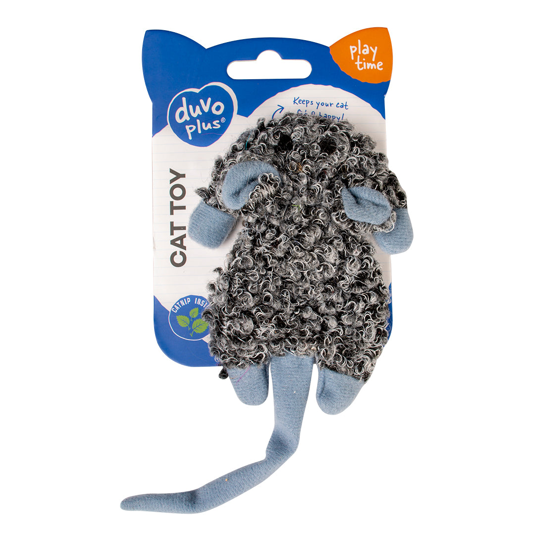Duvo+ Cushy Crackle Mouse Grey - Cat Toy 18x8x2cm (Catnip Inside)