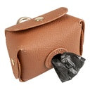 Duvo+ Imitation Leather Poo Bag Dispenser Brown (With poo bag) 32x22cm