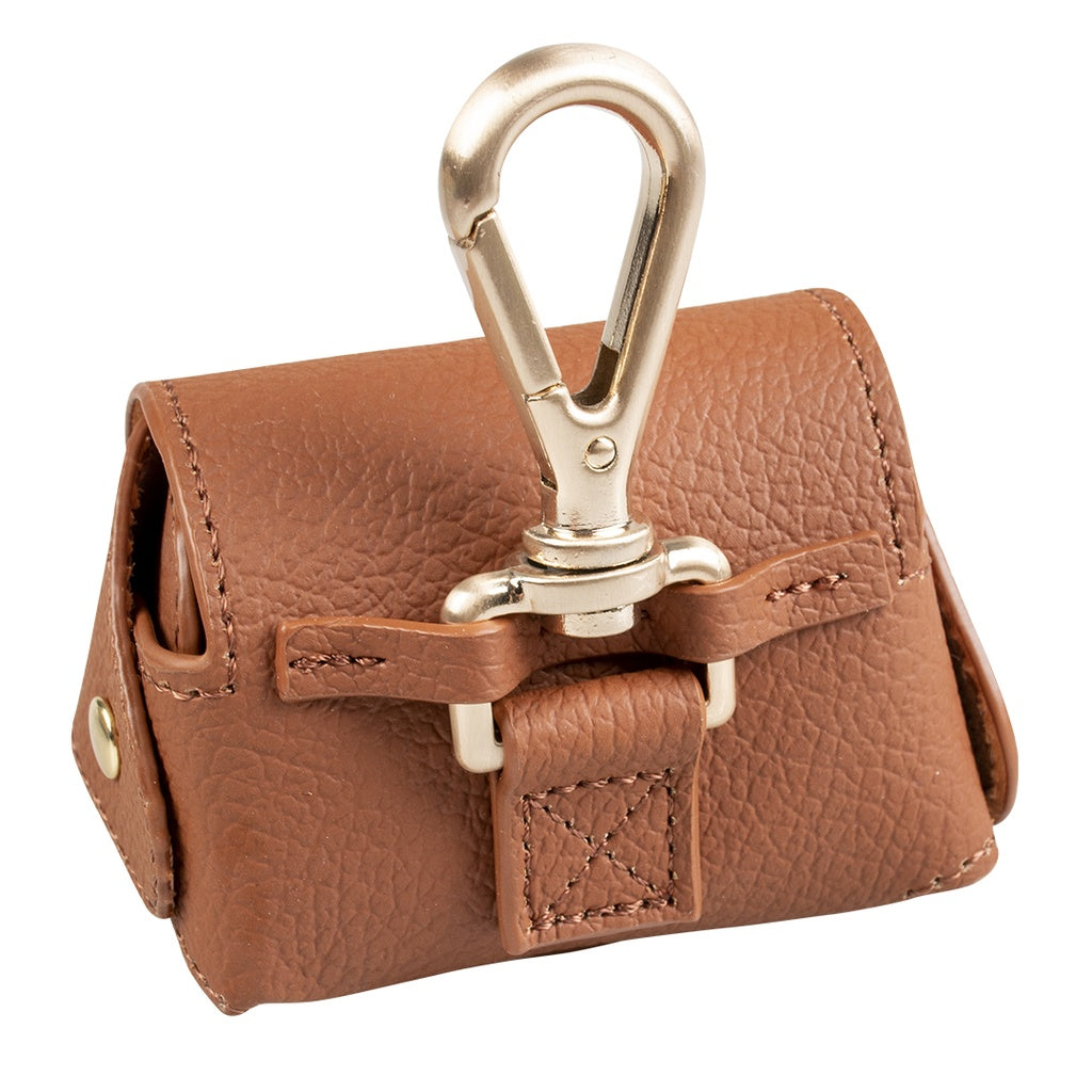 Duvo+ Imitation Leather Poo Bag Dispenser Brown (With poo bag) 32x22cm