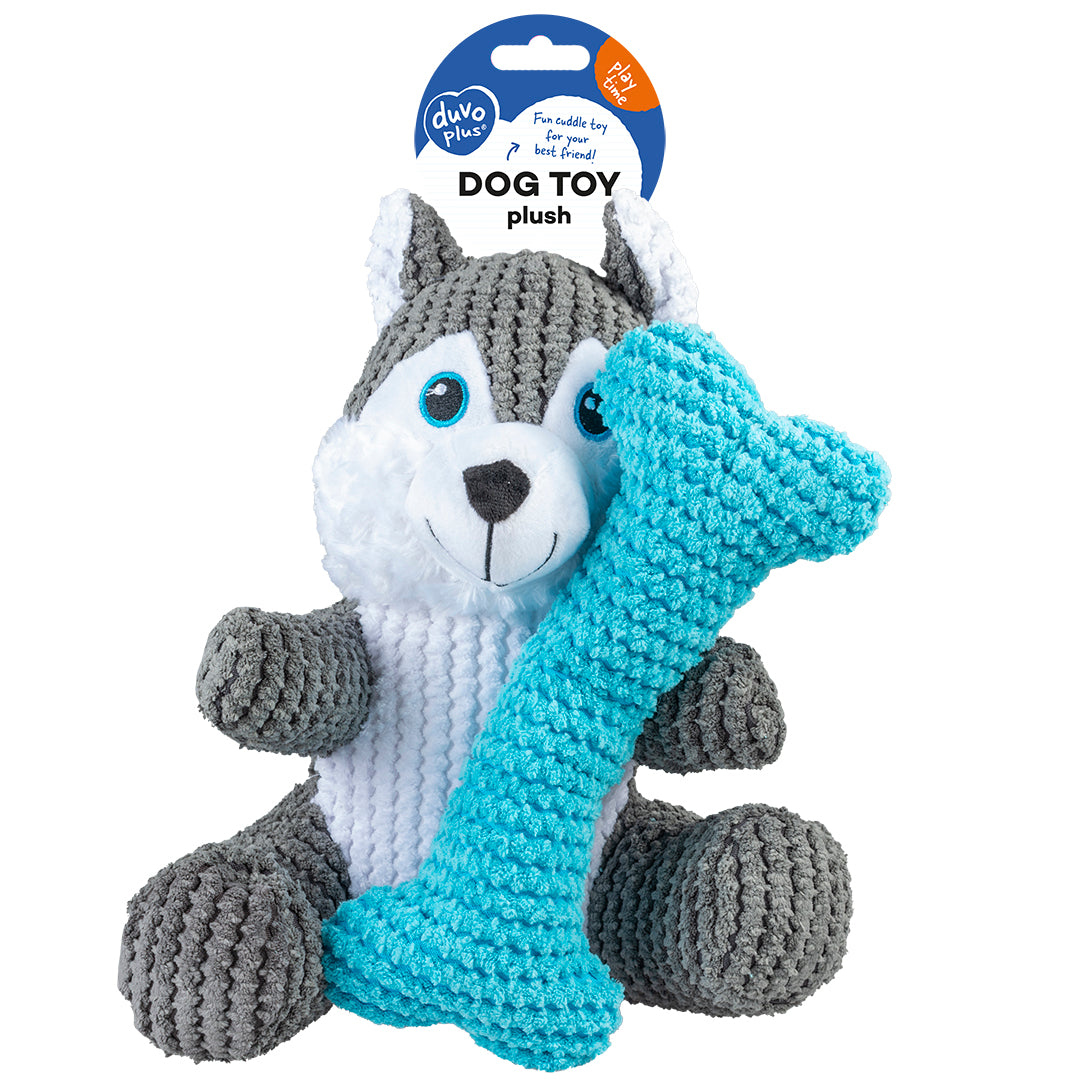 Duvo+ Plush duo husky + bone Multicolour - Dog Toy 22x19x8cm