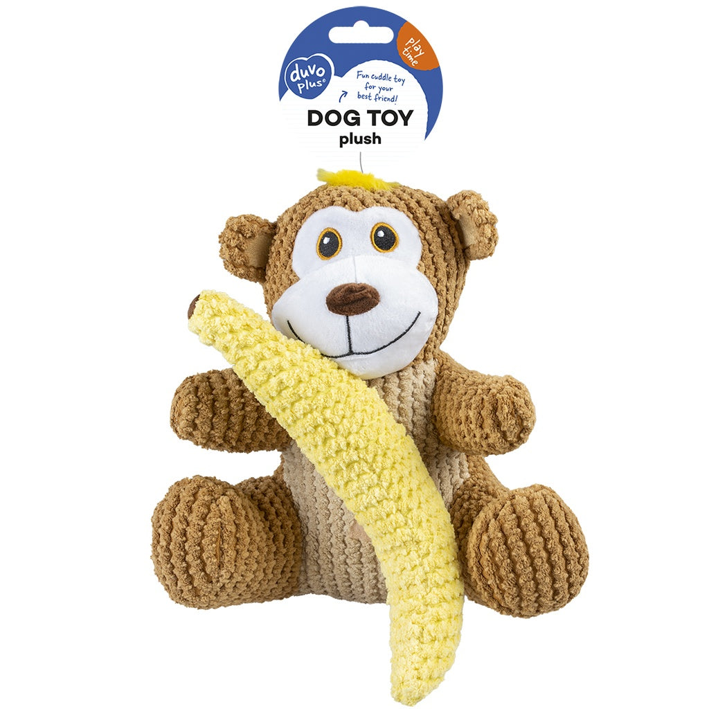Duvo+ Plush Duo Monkey + Banana Multicolour - Dog Toy 22x19x8cm