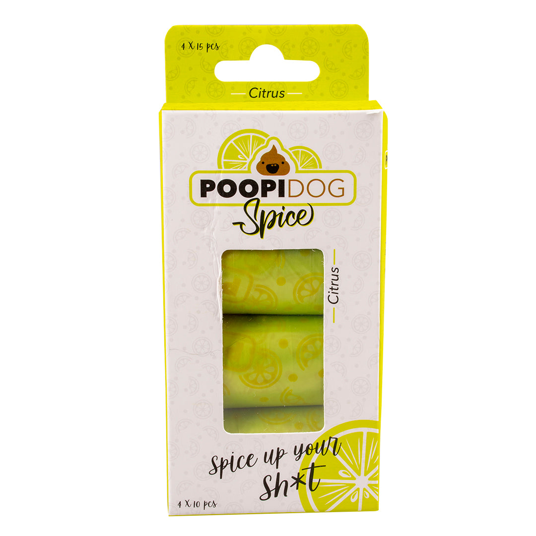 Duvo+ Poopi Dog Poo Bag Spice Lime (Citrus Scent) 4 x 15pcs [Count - 4]