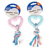 Duvo+ Puppy TPR Heart With Cotton rope Mixed color 14cm
