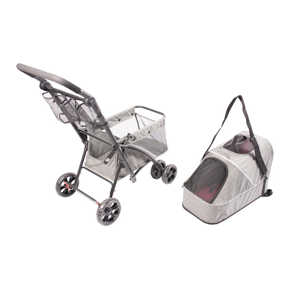 Duvo+ Pet Buggy Deluxe 79x46x99cm - Max. 15kg Grey