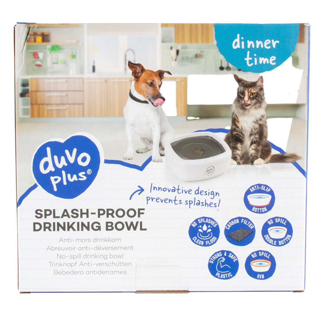 Duvo+ Splash-proof Drinking Bowl Square 1500ml - 21x20x8,5cm White/Grey