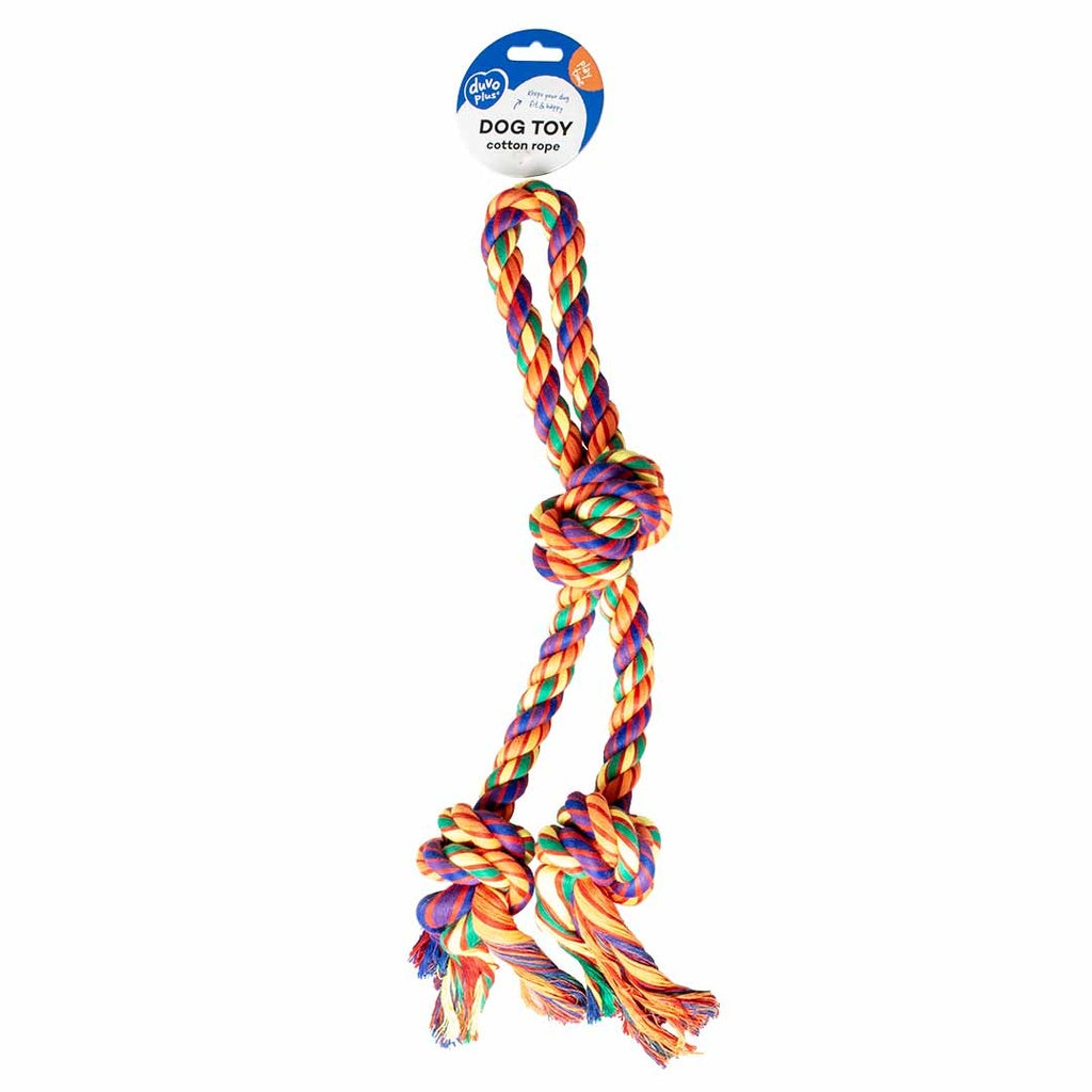 Duvo+ Tug Toy-Multicolour Cotton Rope Loop With 3 knots-42x15x7cm