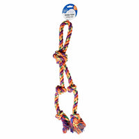 Duvo+ Tug Toy-Multicolour Cotton Rope loop With  5 knots-52x10x7cm