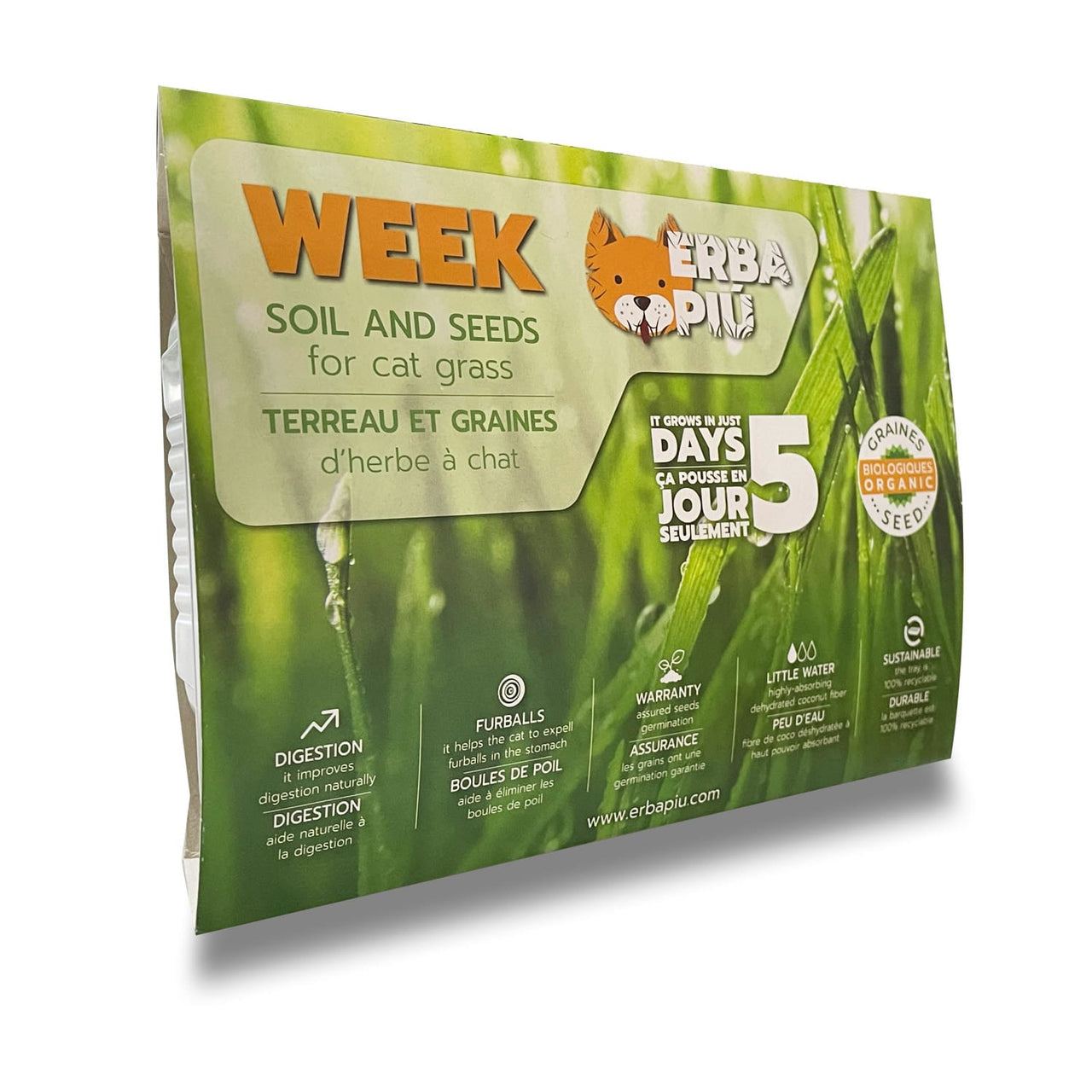 Erba Piu Week Soil and Seeds Kit for Cat Grass