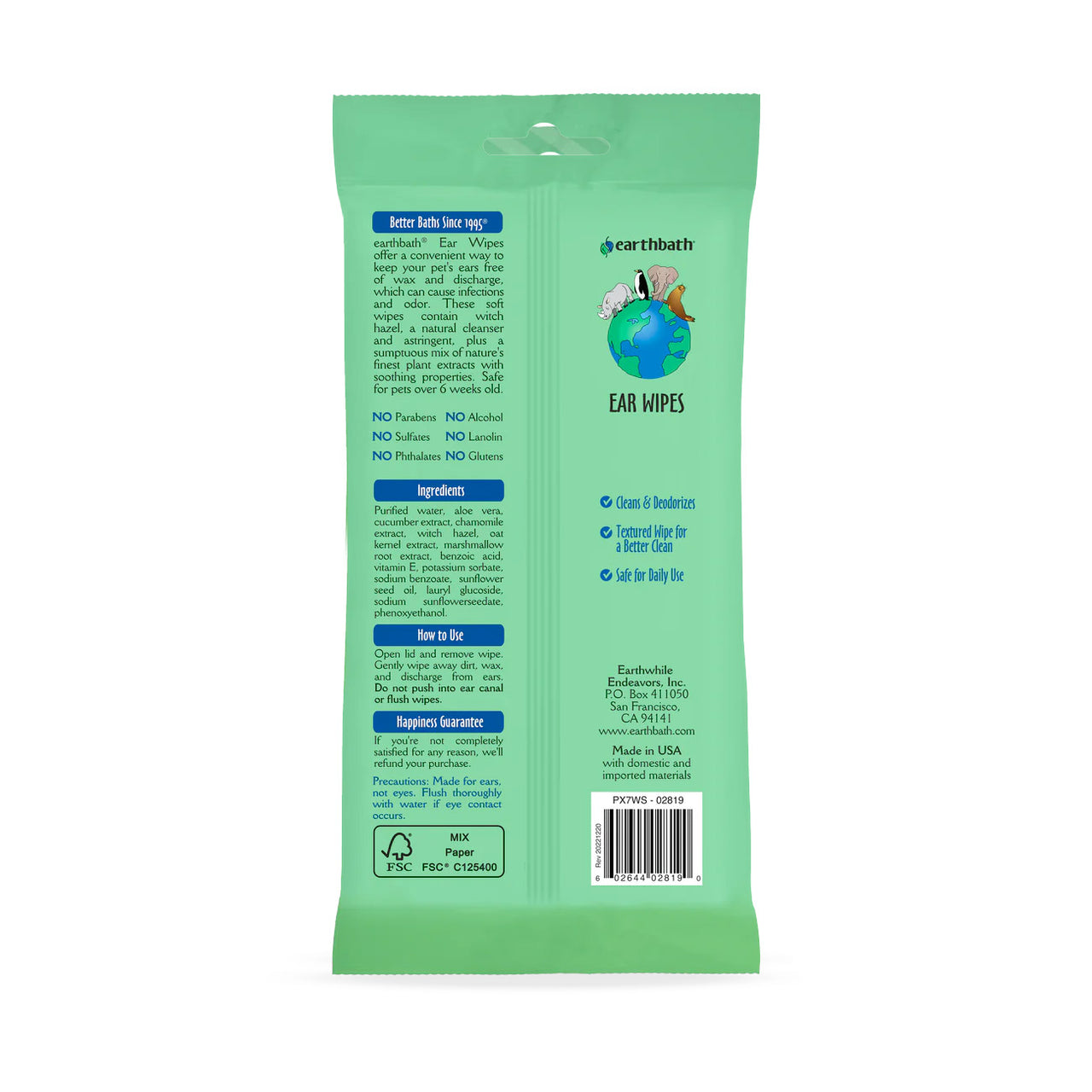 Earthbath Ear Wipes (Witch Hazel & Chamomile) – 30 Wipes