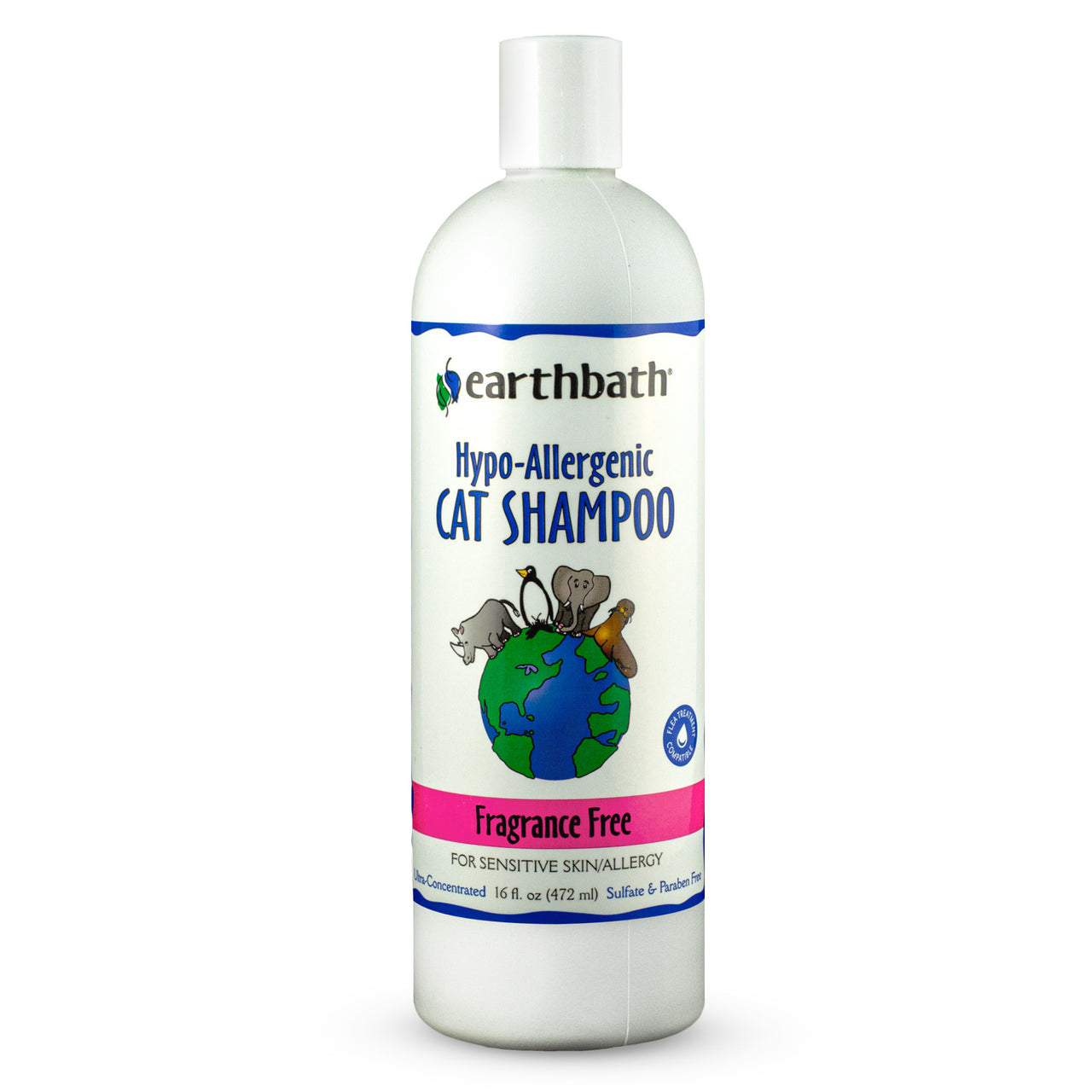 earthbath® Hypo-Allergenic Cat Shampoo, Fragrance Free, for Sensitive Skin, Made in USA, 16 oz