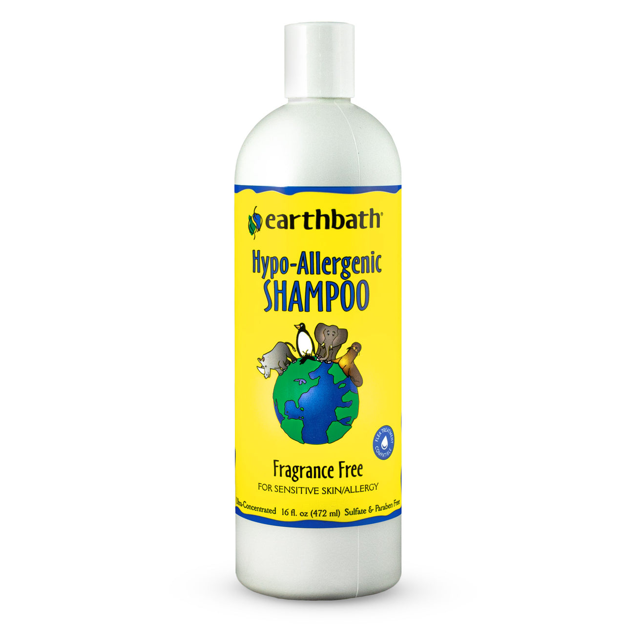 earthbath® Hypo-Allergenic Shampoo, Fragrance Free, For Sensitive Skin, Made in USA – 16 oz