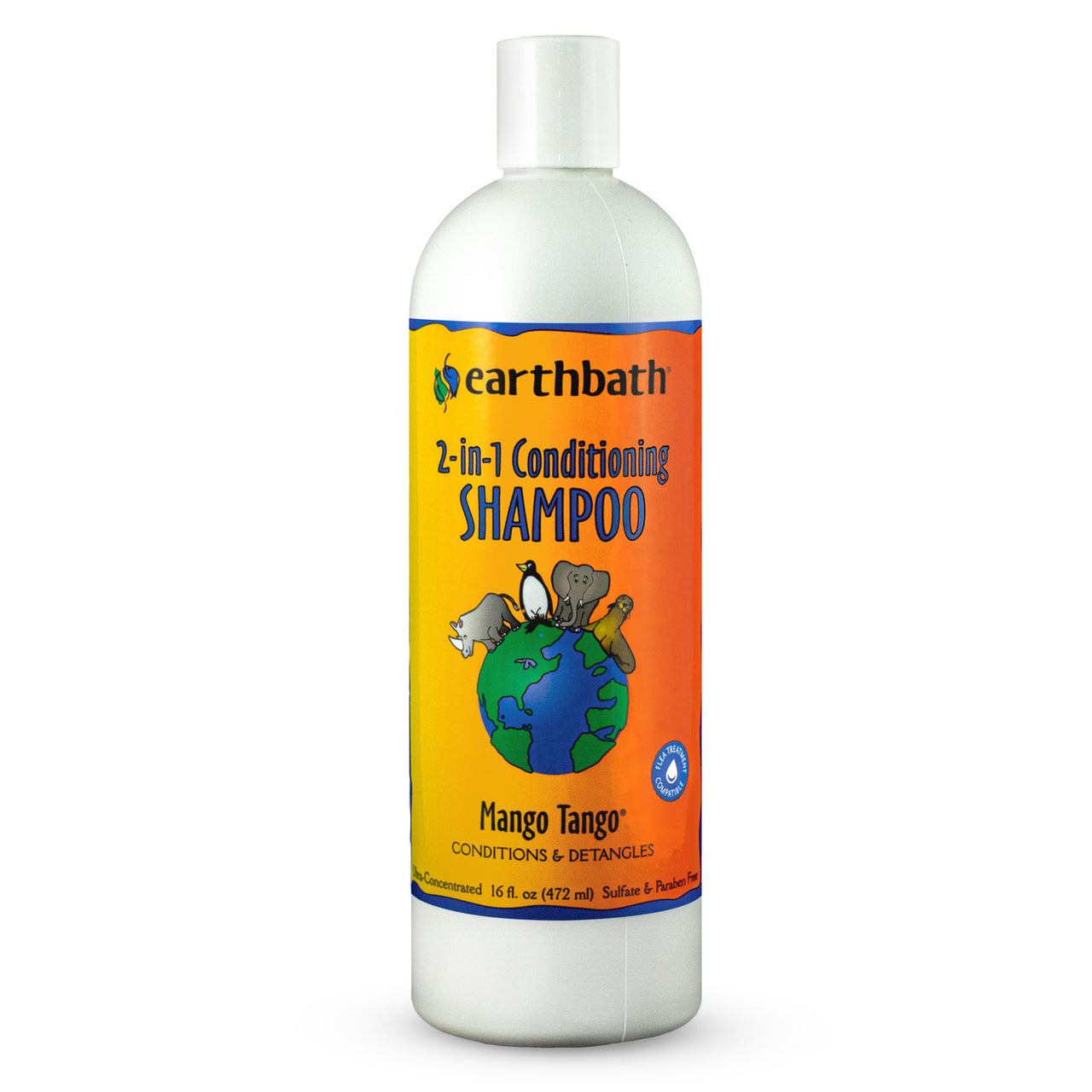 earthbath® 2-in-1 Conditioning Shampoo, Mango Tango®, Conditions & Detangles, Made in USA, 16 oz