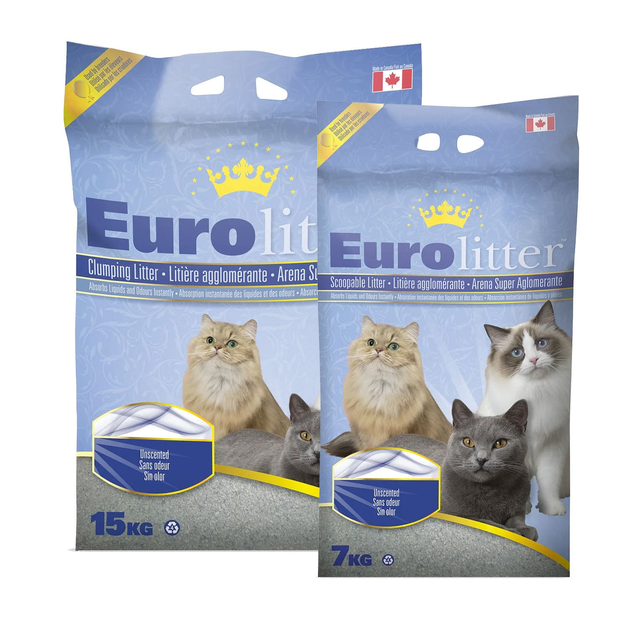 Eurolitter Premium Cat Litter – Unscented - 15Kg