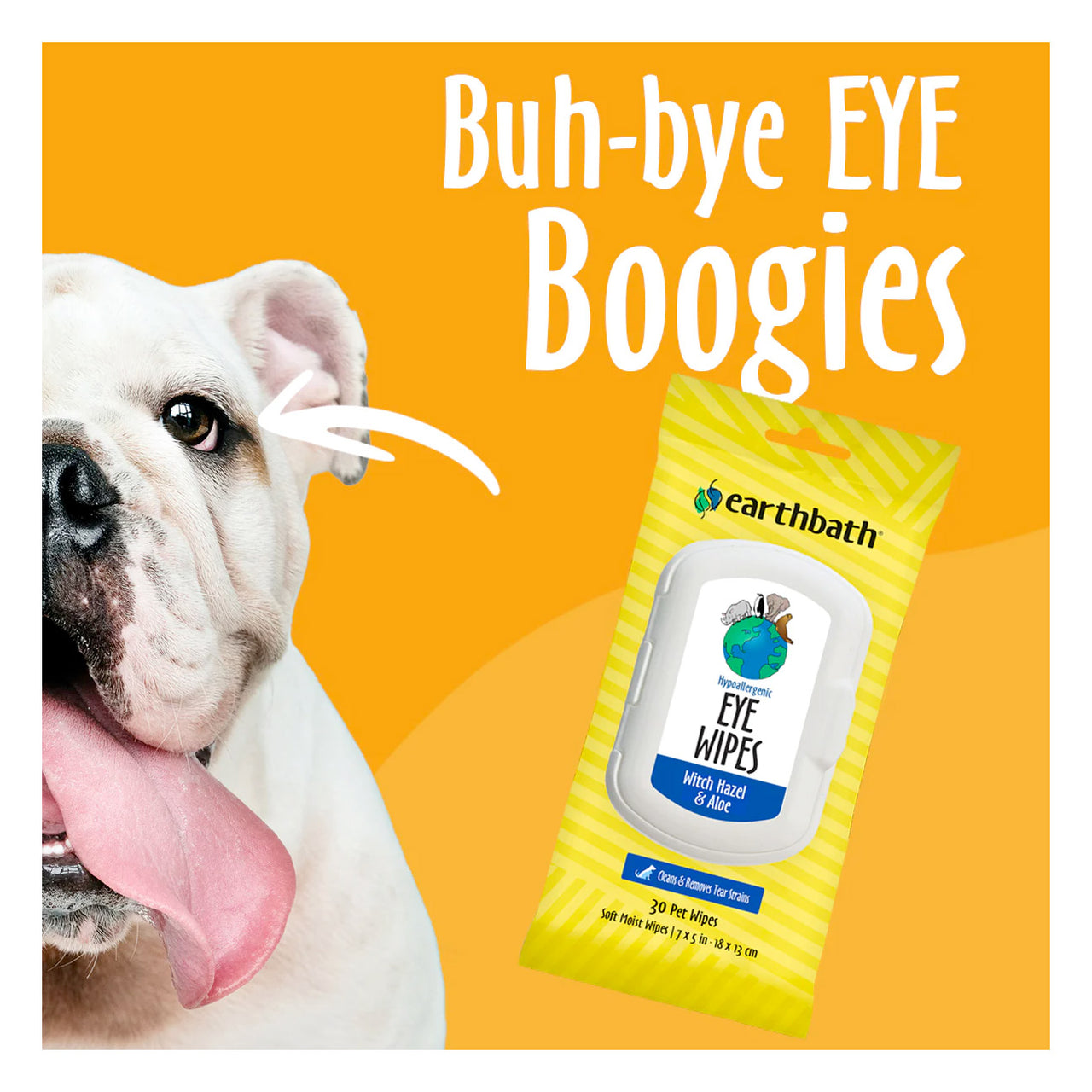 Earthbath Hypoallergenic Eye Wipes (Witch Hazel & Aloe) – 30 Wipes