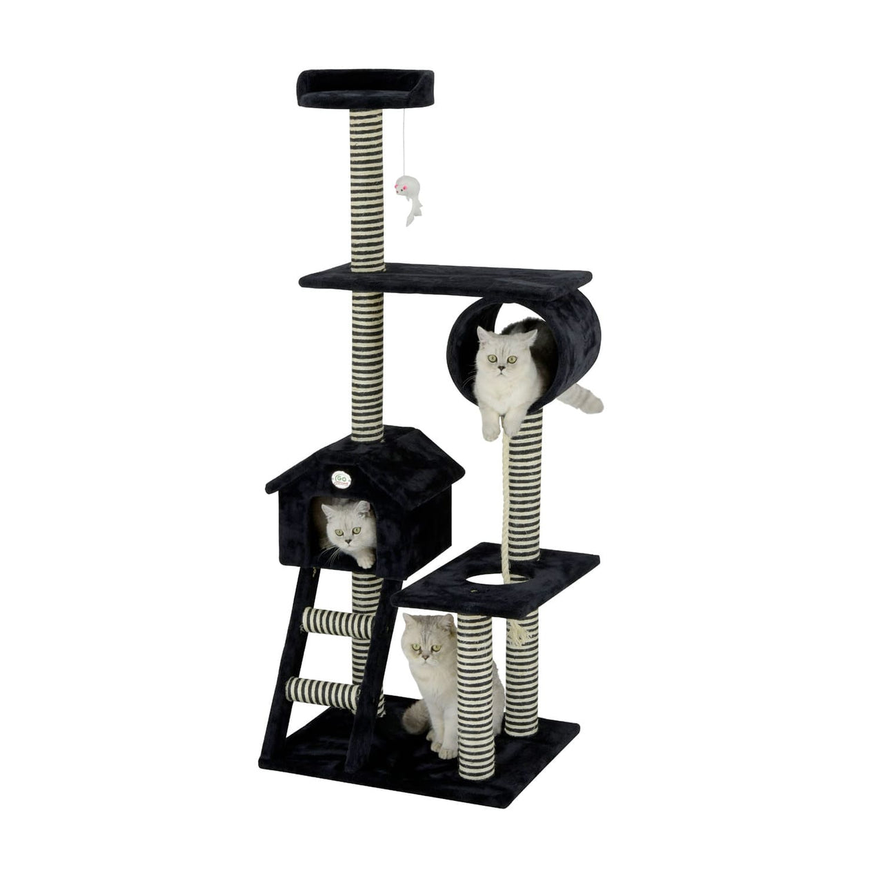 Go Pet Club 60″ Black Cat Tree Condo with Sisal Covered Posts